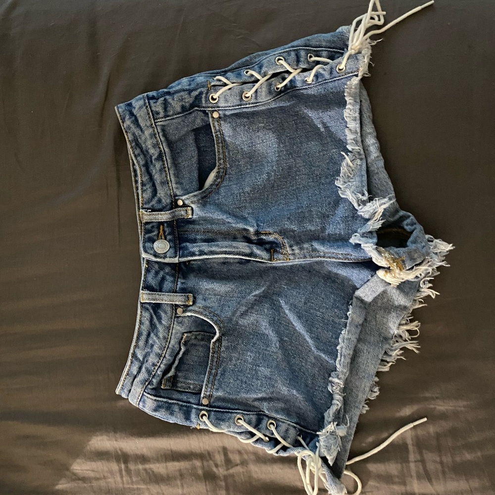 Pacsun demin tie-side shorts